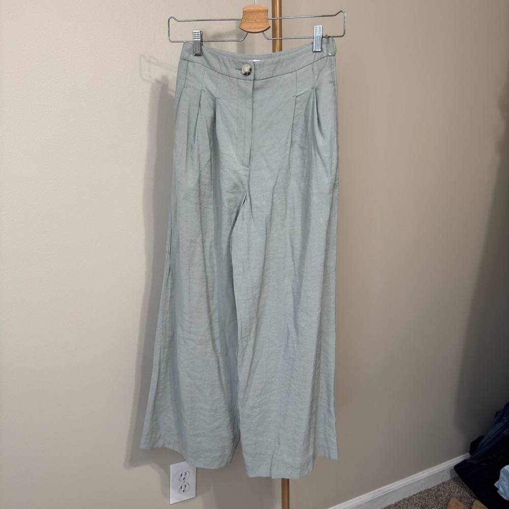 Topshop Pale Mint Wide Leg Trousers, size 2